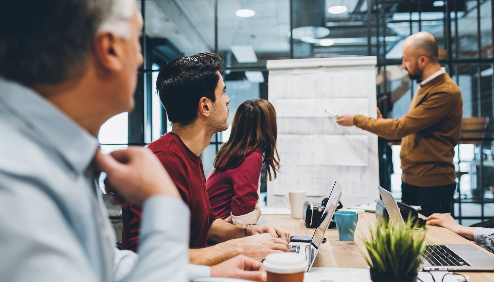 People listening on a meeting