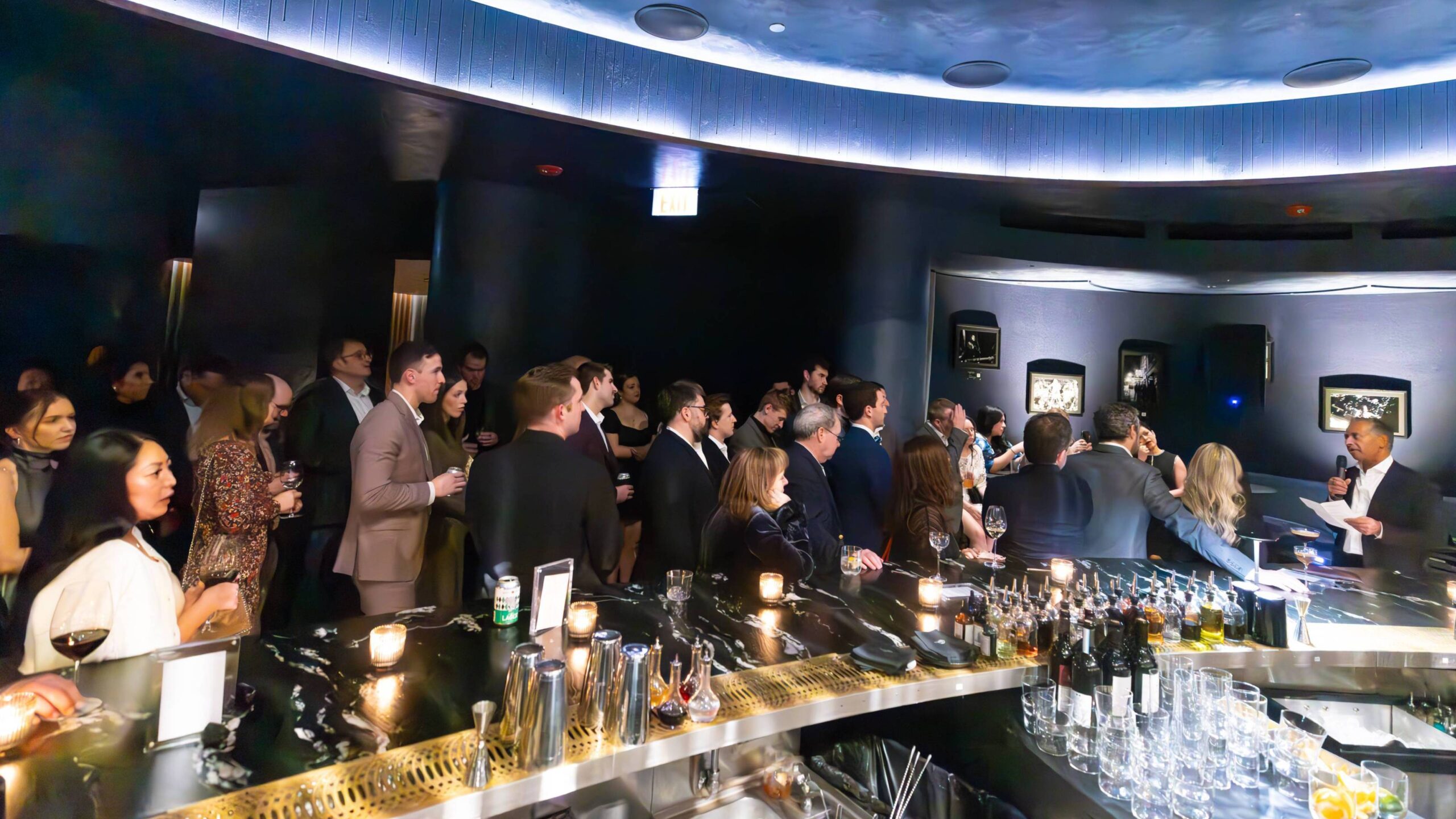 Glass building dome with a but tint with text 